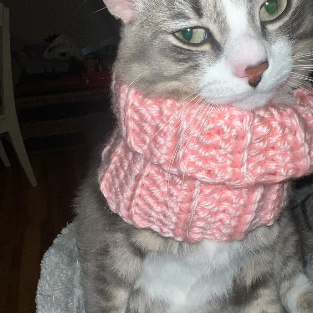 Homemade crochet cat neck warmer very Comy yarn